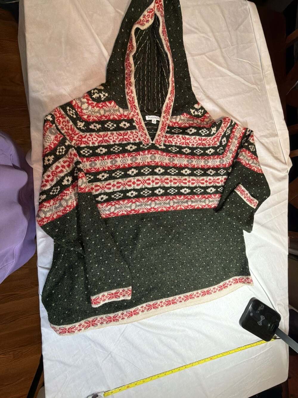NorthStyle Fair Isle Hooded Sweater Green Red Size 2X